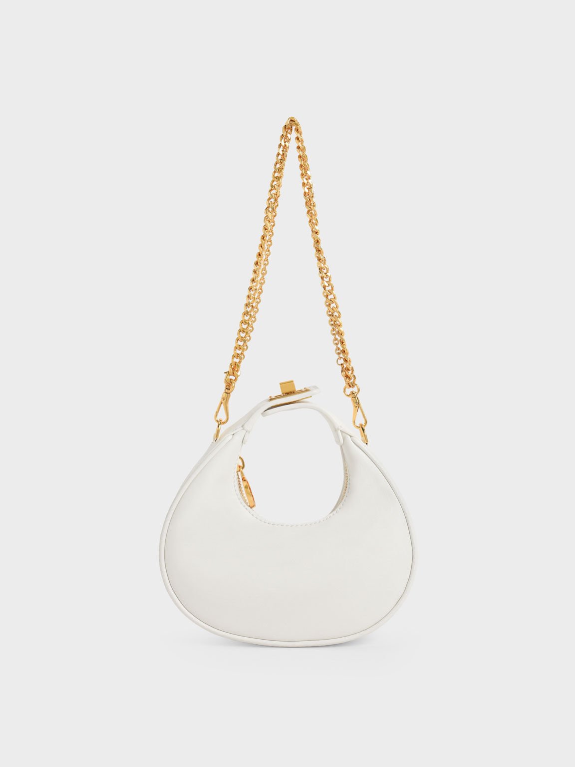 White Mini Crescent Hobo Bag | CHARLES &amp; KEITH