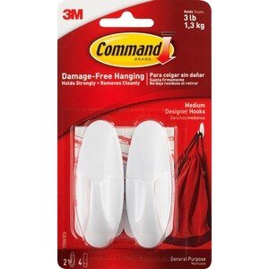Command 3m - 2 Designer Medium Hooks, Removable