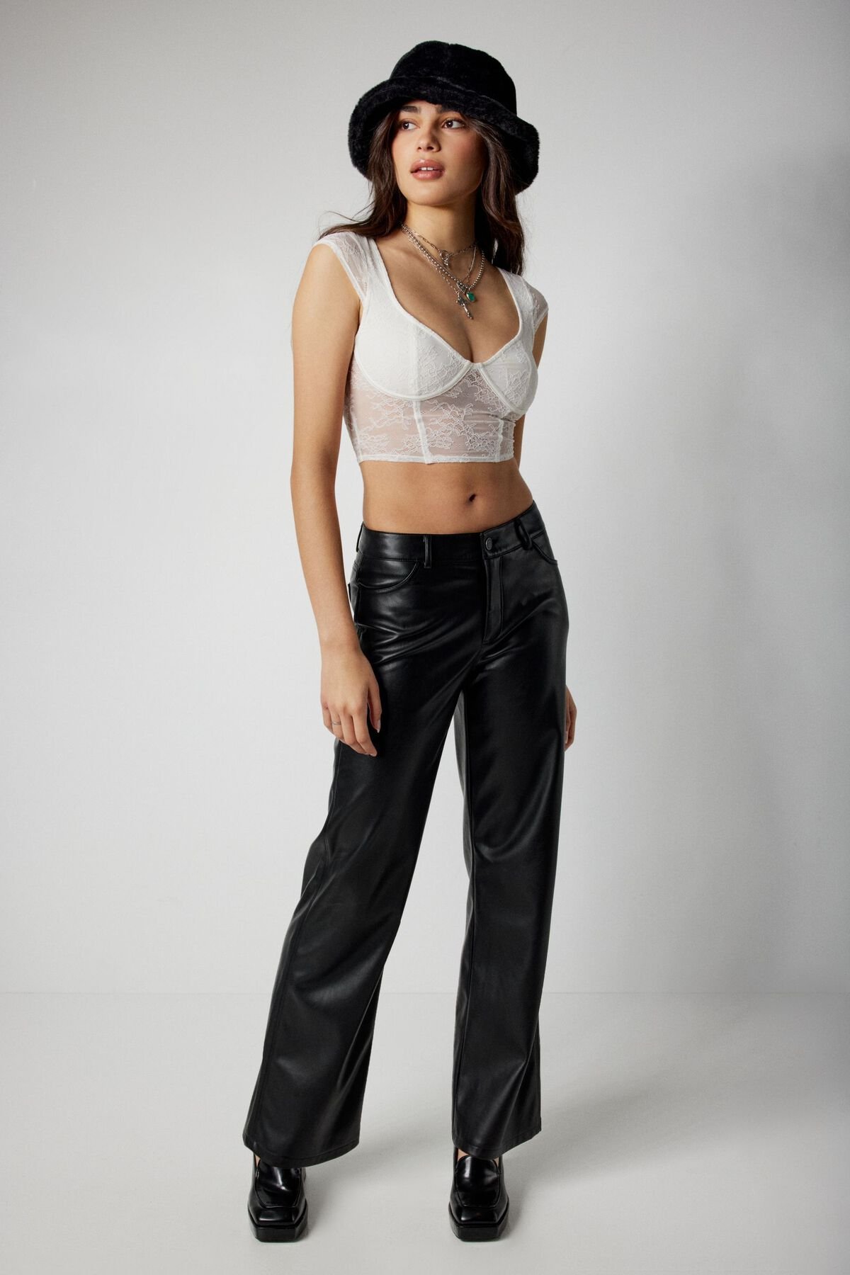 Brooke Faux Leather Low Rise Pant | Garage