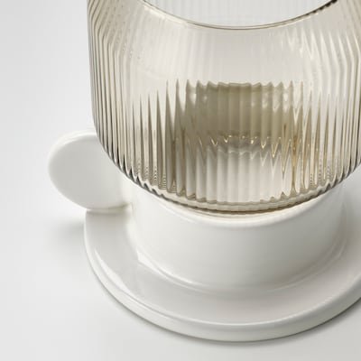 ANLEDNING Tealight holder, off-white/light brown, 4" - IKEA