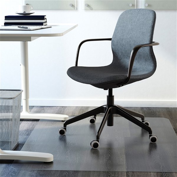 LÅNGFJÄLL Office chair with armrests, Gunnared blue/black