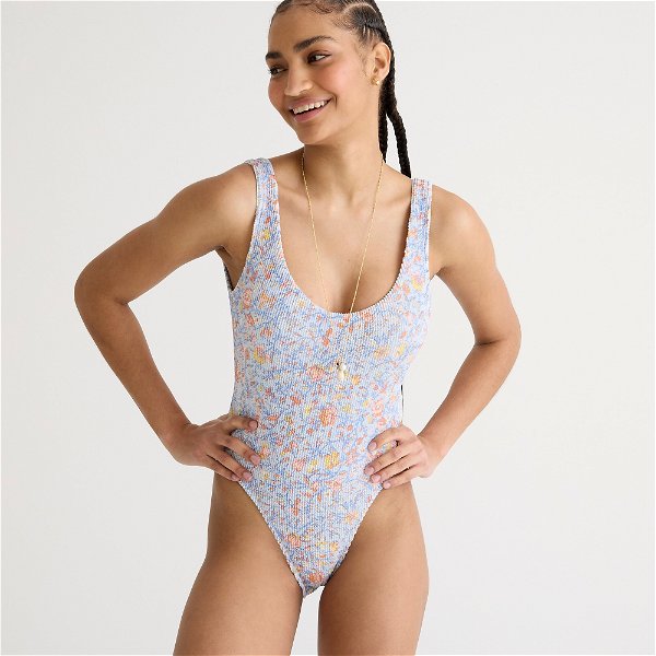 J.Crew: Scrunchie Classic Scoopneck One-piece In Afternoon Floral For Women
