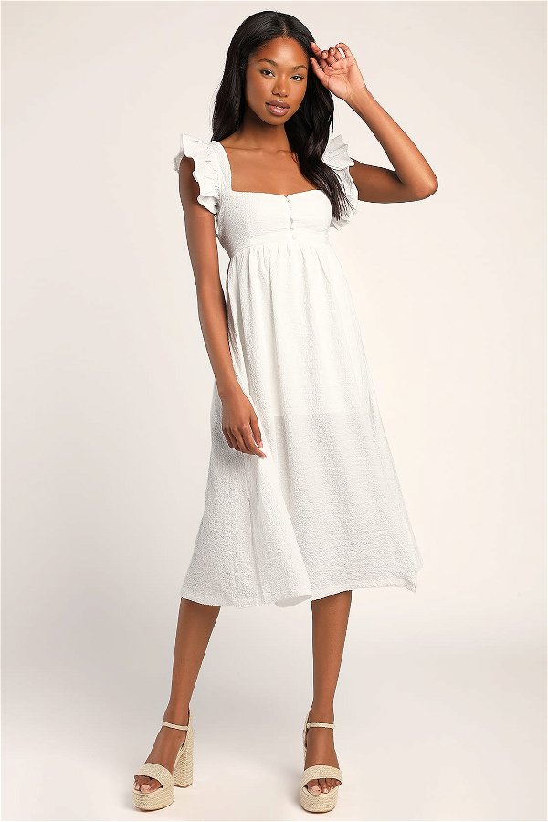 White Midi Dress - Ruffle Midi Dress - Backless Midi Dress - Midi - Lulus