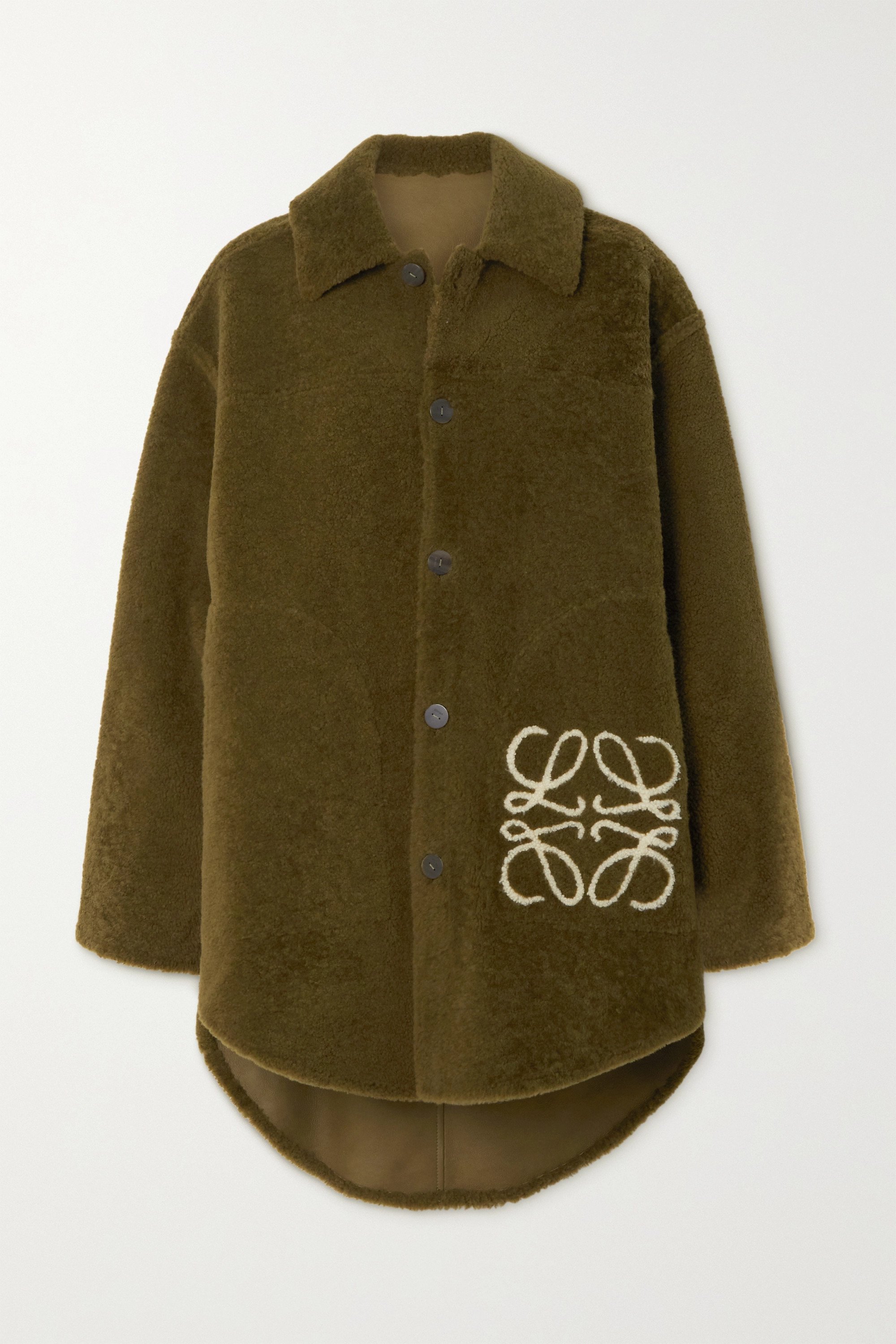 Green Oversized reversible shearling coat | LOEWE | NET-A-PORTER