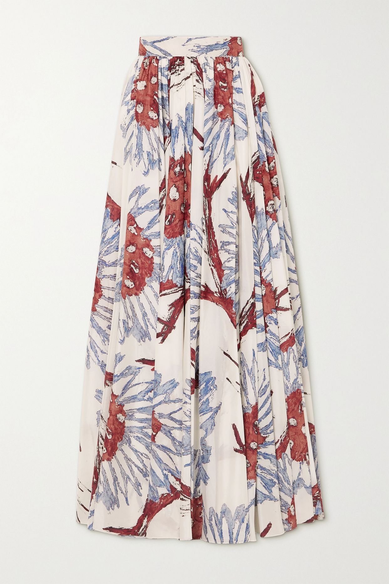 ALAÏA - Floral-print silk crepe de chine maxi skirt
