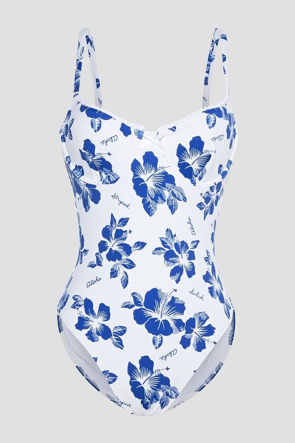SOLID & STRIPED - The Taylor bow-embellished floral-print swimsuit