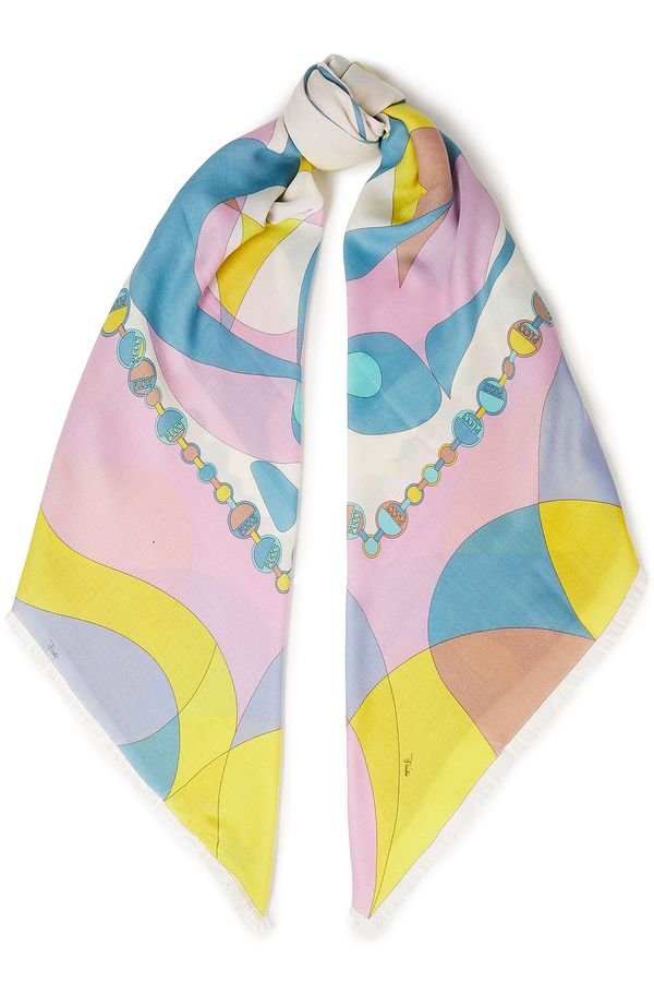 EMILIO PUCCI - Frayed printed cashmere and silk-blend twill scarf