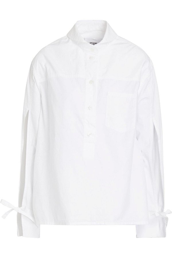 White Tie-back cotton-poplin shirt | Sale up to 70% off | THE OUTNET | OPENING CEREMONY | THE OUTNET