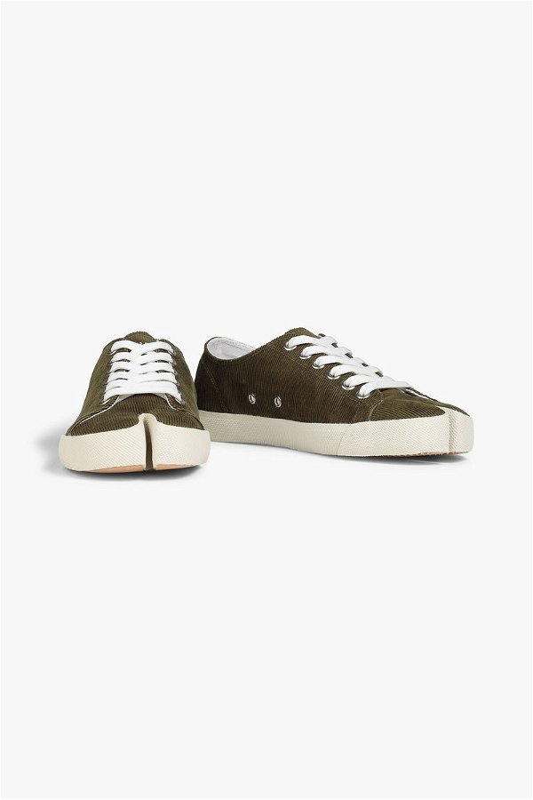 Army green Split-toe printed corduroy sneakers | Sale up to 70% off | THE OUTNET | MAISON MARGIELA | THE OUTNET