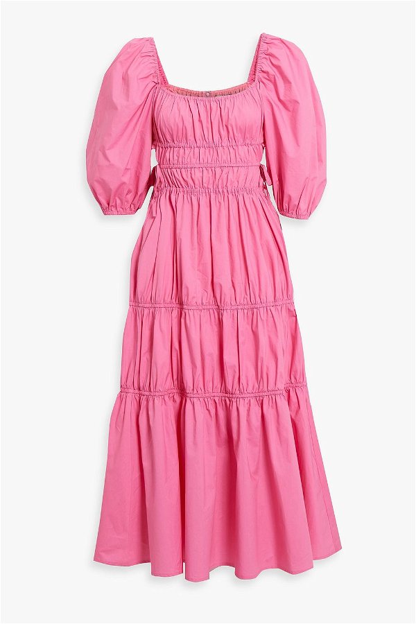 Pink Henna tiered gathered cotton-poplin midi dress | Sale up to 70% off | THE OUTNET | NICHOLAS | THE OUTNET