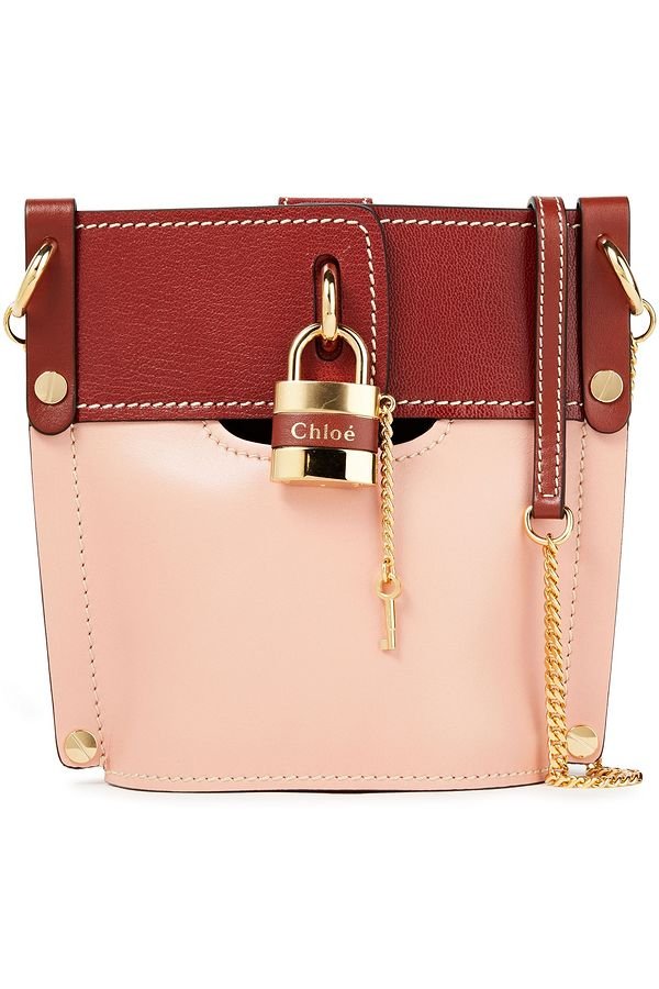 CHLOÉ - Aby two-tone smooth and textured-leather shoulder bag