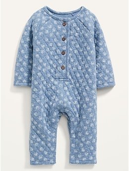 Long-Sleeve Quilted Button-Front One-Piece for Baby
