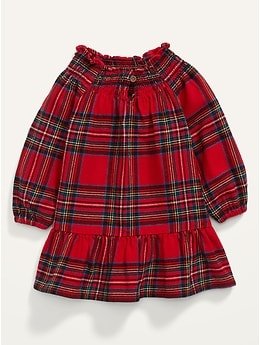Plaid Flannel Long-Sleeve Dress for Baby